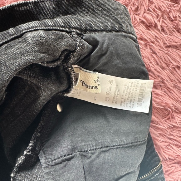 Black Denim Skirt with Yellow Orb Logo - Picture 6 of 6